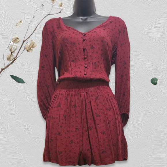 American Eagle Outfitters 3/4 Sleeve Button Down Romper Size Medium - Picture 3 of 7